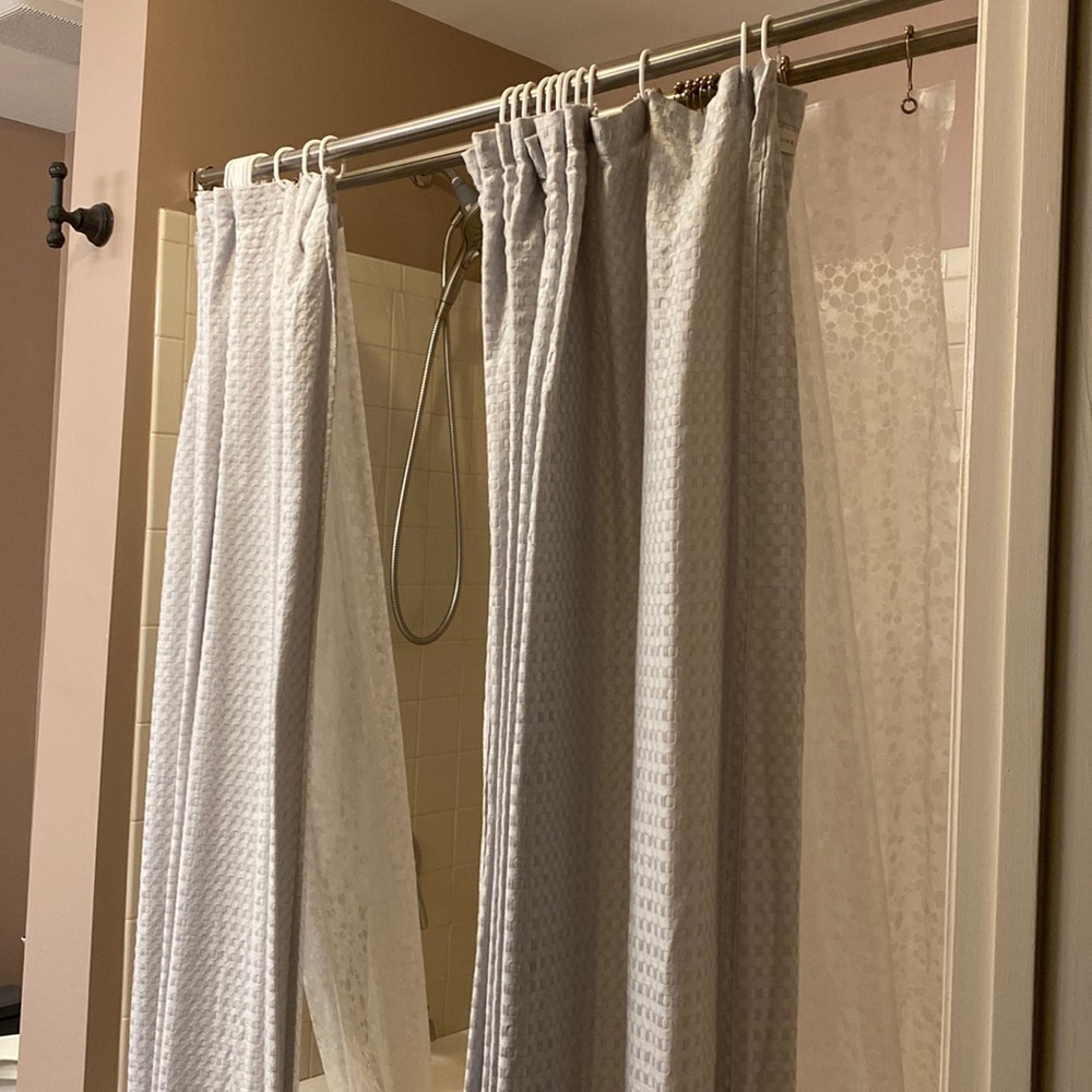 Casaluna light gray waffle shower curtain
